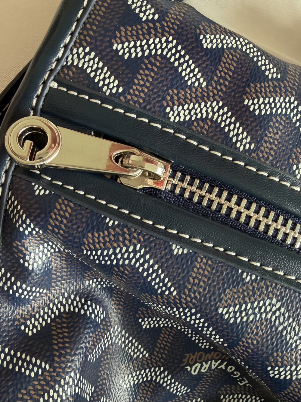 Goyard Saint Léger Backpack Navy Blue Goyardine Canvas - Picture 9 of 12